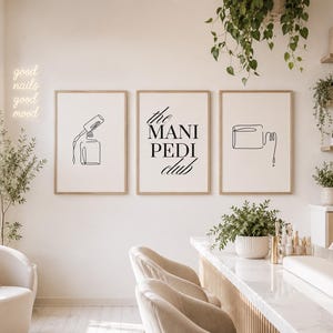 Minimalist Nail Salon Wall Art Set | Mani Pedi Club Printable Decor | Digital Download