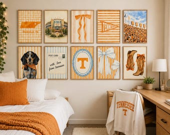 Láminas de acuarela de los Tennessee Vols / Decoración para dormitorios universitarios (Descarga digital)