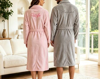 Conjunto de batas de baño personalizadas para pareja e hijos, batas de spa familiares bordadas a medida, batas de baño suaves y mullidas a juego, regalo ideal para estar en casa.