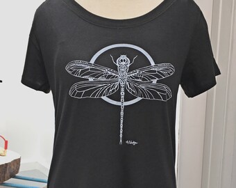 Dragonfly Womens Black T Shirt