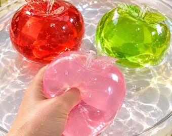 Apple Squishy Toy, Slow-Rising Sensory Squeeze, Soft Fidget Relief (Red, Green, Pink)