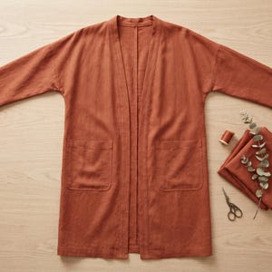 Cartamodello PDF per giacca spolverino / Cappotto in lino aperto sul davanti / Giacca kimono sfoderata con spalle scese / Taglie XS-XXXL / Principiante