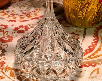 Crystal Hershey Kiss Shaped Crystal Candy Dish with Lid