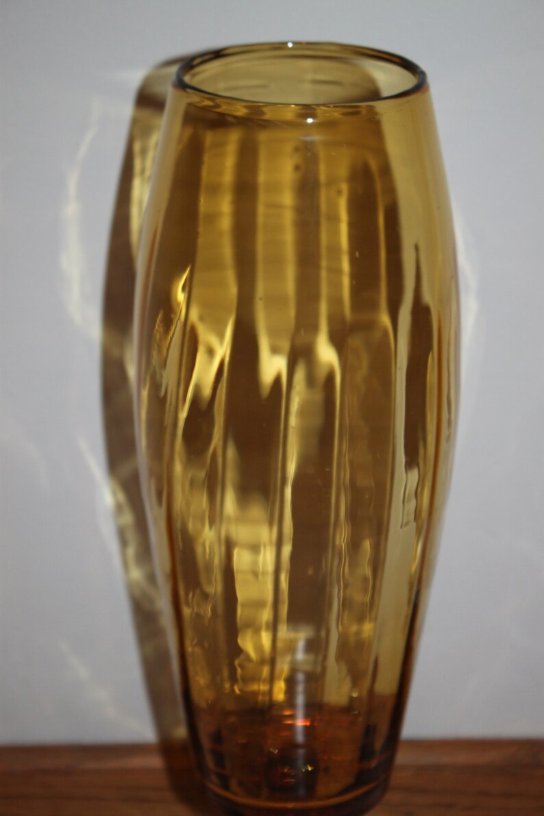 Vintage Extra Large Amber Glass Vase Wine Glass Style Long Etsy