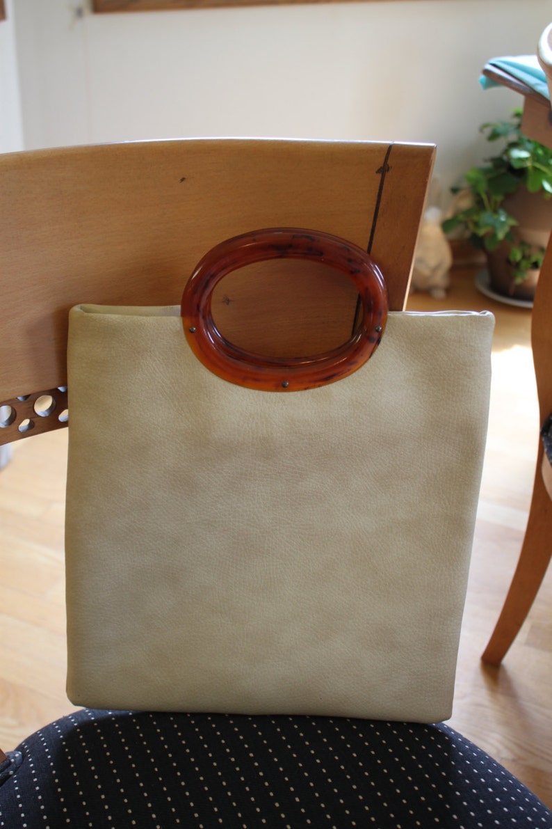 Vintage Rectangle Shaped Purse With Amber Plastic Handles Etsy