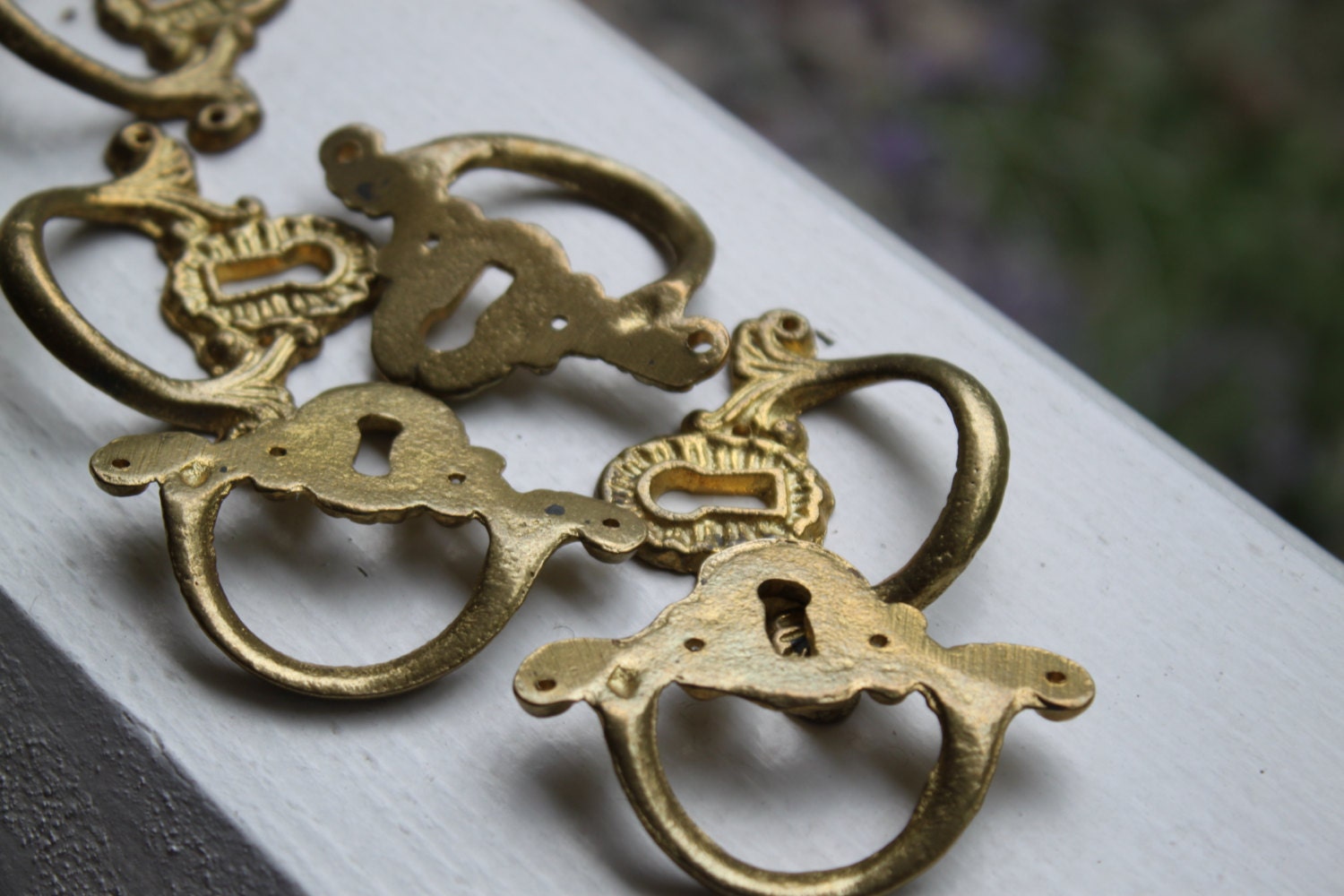 Vintage Key Hole Brass Drawer Pulls Etsy