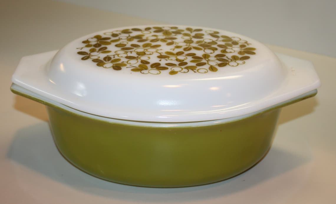 Vintage Pyrex Oval Casserole Dish With Lid, Olive Green Etsy