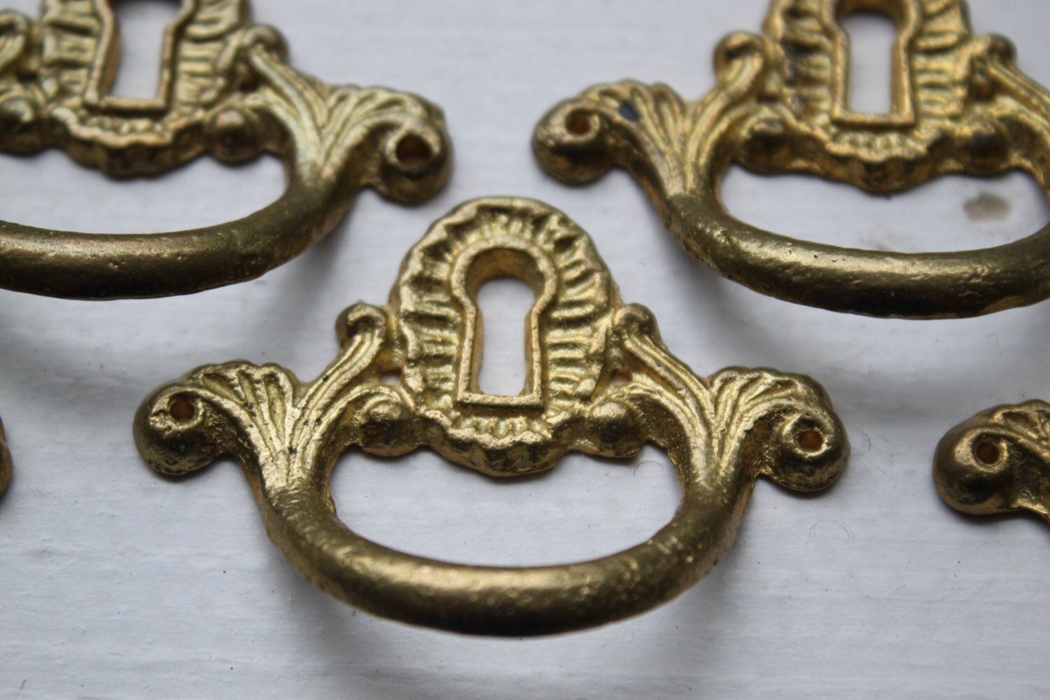 Vintage Key Hole Brass Drawer Pulls Etsy