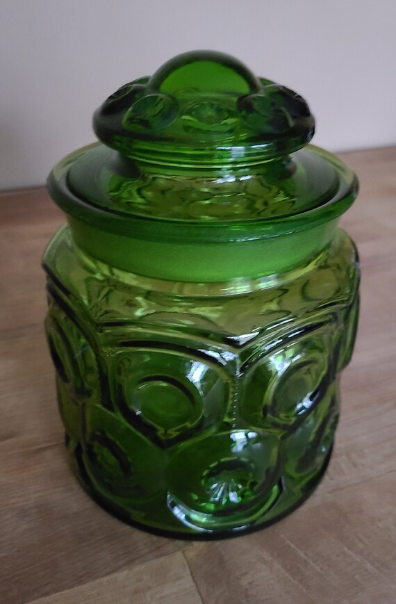 Vintage Beautiful Emerald Green Jars With Lid Candy Jar Etsy