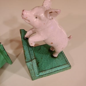 Vintage Cast Iron Little Pink Piggy Bookends image 7