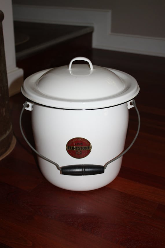 Vintage Covered Slop Bucket Porcelain Enamelware By Lisk Etsy