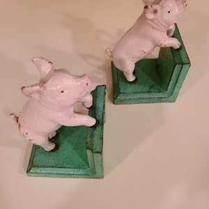 Vintage Cast Iron Little Pink Piggy Bookends image 6