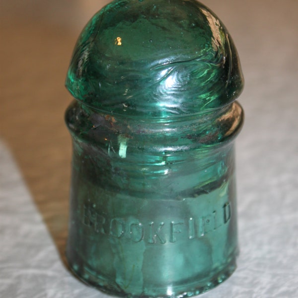 Vintage Brookfield No. 4 Glass Company Telegraph Telephone Line Glass Insulators