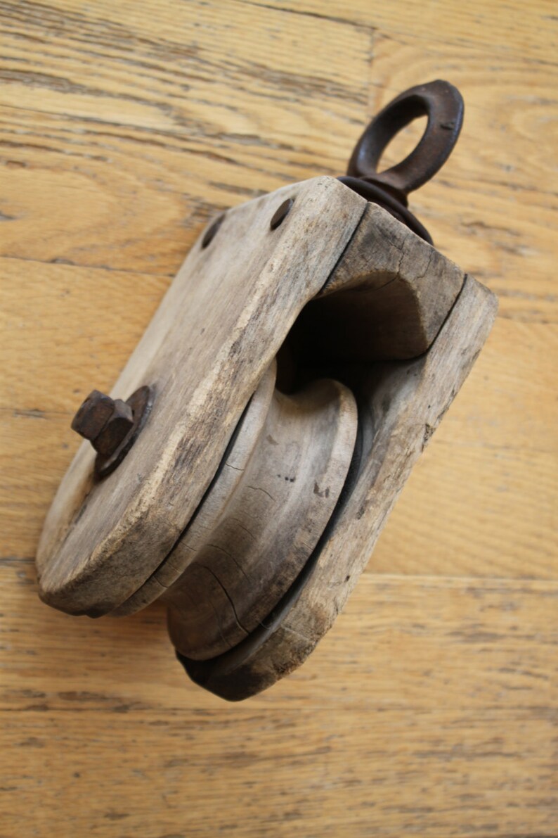 Antique Rope Pulley Made From Cast Iron And Hard Wood Etsy
