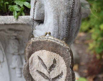 Vintage Beaded Small Evening Purse With Chain