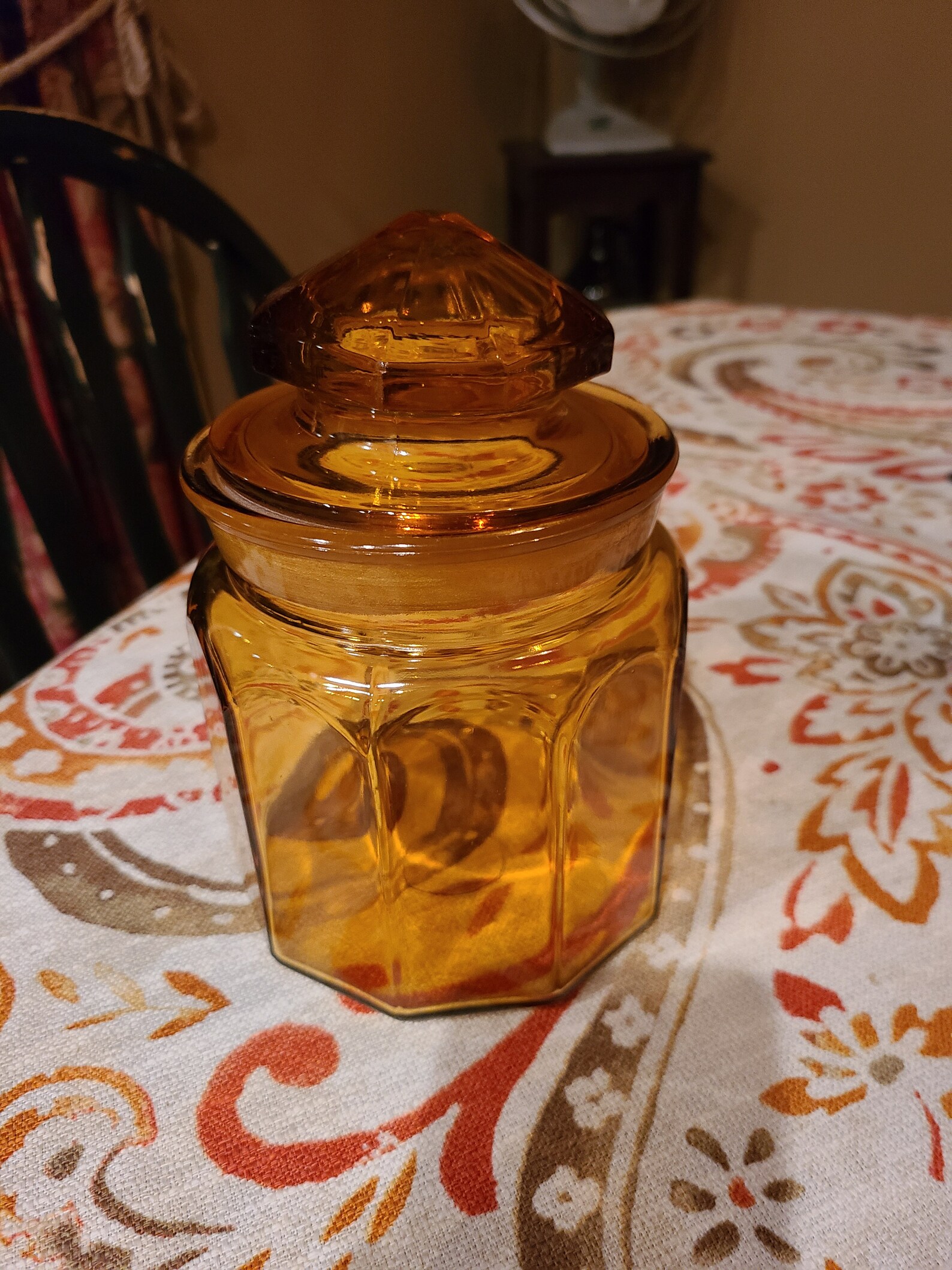 Vintage Beautiful Rich Amber Jar With Lid, Candy Jar, Flour, Sugar Jars