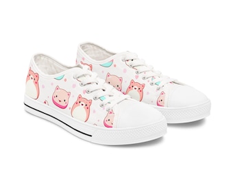 Sneakers basse con fantasia di criceto rosa / Scarpe in tela con animali dei cartoni animati