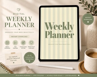 Digitale weekplanner in PDF-formaat | GoodNotes-planner zonder datum | Weekschema | Productiviteitsplanner | Dagelijkse en wekelijkse organizer