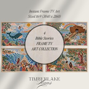 Bible Stories Frame TV Art Mini Bundle, Bible Frame TV Artwork Bundle of Four, Scripture Frame TV Art, Jesus Frame Tv Artwork Bundle