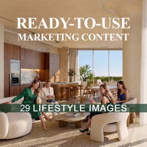 Pacchetto di contenuti immobiliari pronto all'uso | 29 immagini di interni di lusso in stile mediterraneo | Download digitale premium per i social media degli agenti immobiliari