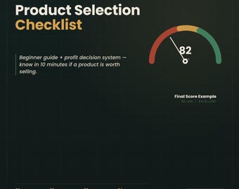 Amazon FBA Product Research Checklist | Profit Calculator | Product Validation Tool for Beginner Sellers | Digital PDF Guide