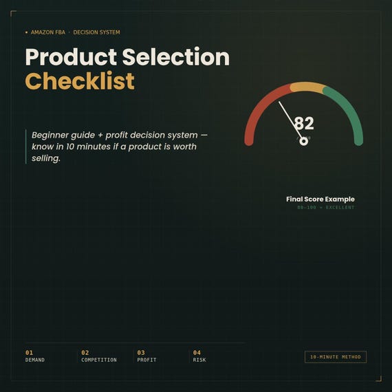 Amazon FBA Product Research Checklist | Profit Calculator | Product Validation Tool for Beginner Sellers | Digital PDF Guide