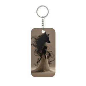 Wolf Shadow Woman keychain | Double-Sided Keychain Charm