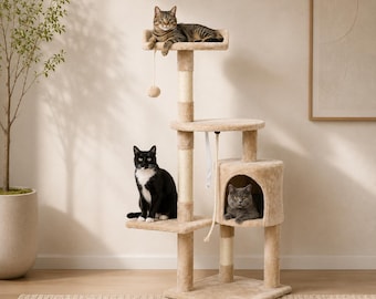 Cat Tree Tower with Condo, Multi-Level Cat Scratching Post, Indoor Cat Tower, Modern Cat Furniture, Kitten Activity Center