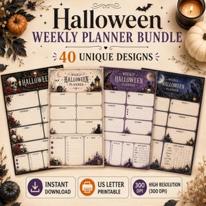 Halloween Weekly Planner Printable |  Spooky Season Planner |  PDF & PNG | Halloween Planner Pages | Fall Weekly layout | Undated Planner