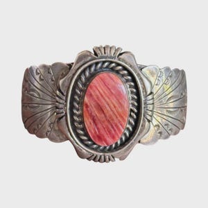 E. Etsitty Old Pawn Sterling Silver & Spiny Oyster Cuff Bracelet | Sz - 5.75