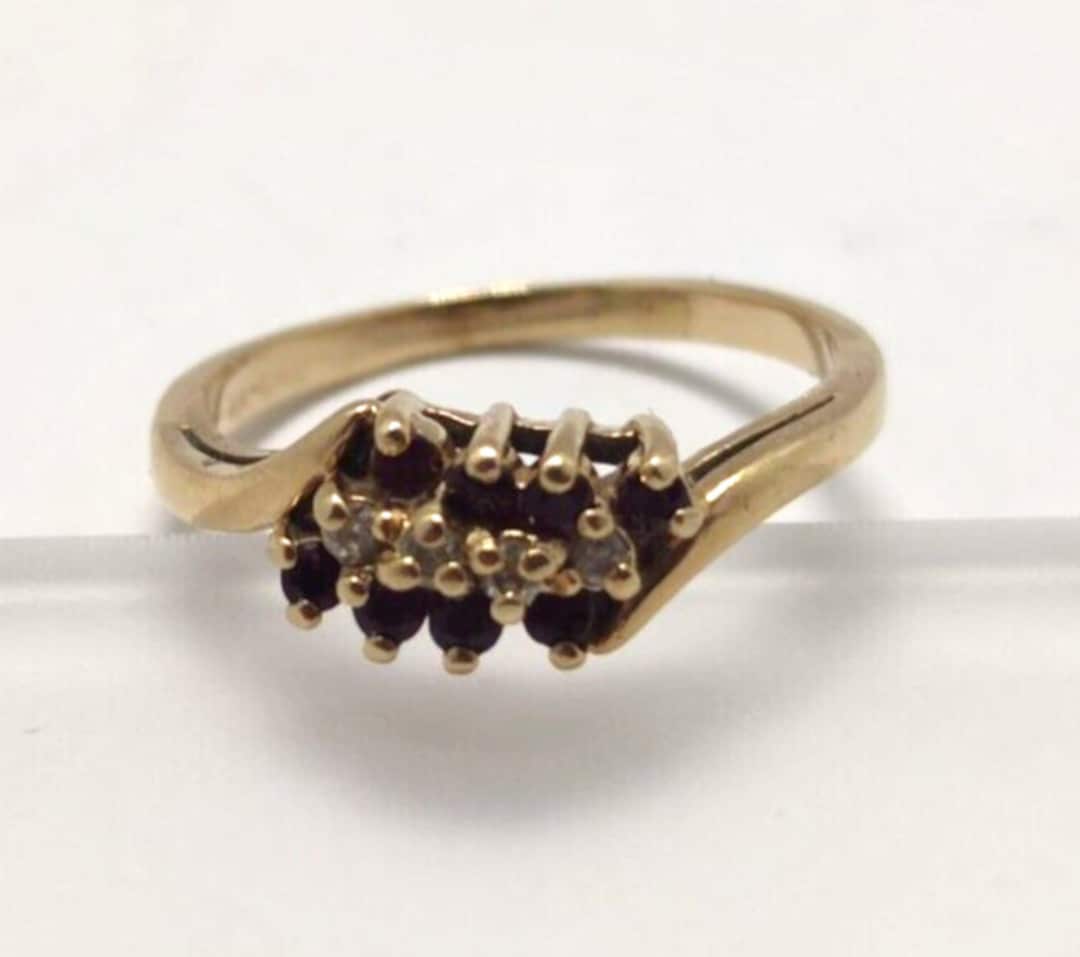 14ct Gold Ruby & Diamond Gold Ring UK Ring Size L 14ct Yellow Gold Etsy