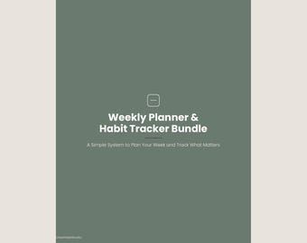 Planificador semanal y registro de hábitos imprimible - Paquete de productividad - Horario semanal sin fecha en PDF (descarga instantánea)
