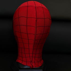 Maßgefertigte Spider-Man-Maske mit 3D-Gesichtsschale und abnehmbaren magnetischen Linsen. Bild 4