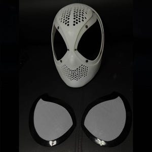 Maßgefertigte Spider-Man-Maske mit 3D-Gesichtsschale und abnehmbaren magnetischen Linsen. Face shell + lens