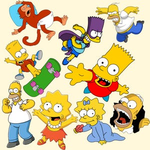 The Simpsons PNG Bundle, 75+ High-Res PNG Cliparts, Homer, Bart, Marge, Lisa, Maggie, Birthday Decor, Digital Download