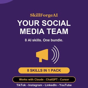 Social Media AI Skills Bundle: TikTok, Instagram, LinkedIn, YouTube (Digital Download)