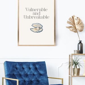 Vulnerable Unbreakable Pearl Art Print | Minimalist Healing Quote (Digital Download)