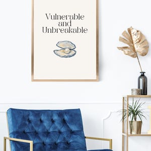 Vulnerable Unbreakable Pearl Art Print | Minimalist Healing Quote (Digital Download)