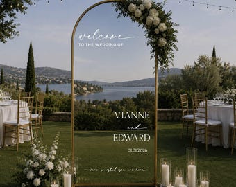Personalized Wedding Mirror Decal, Custom Vinyl Welcome Sign Sticker, Wedding Reception Decor, Bridal Shower Sign