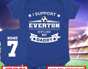 Personalisierte Everton Baby wachsen - Name & Nummer - Fußball Fan Baby wachsen
