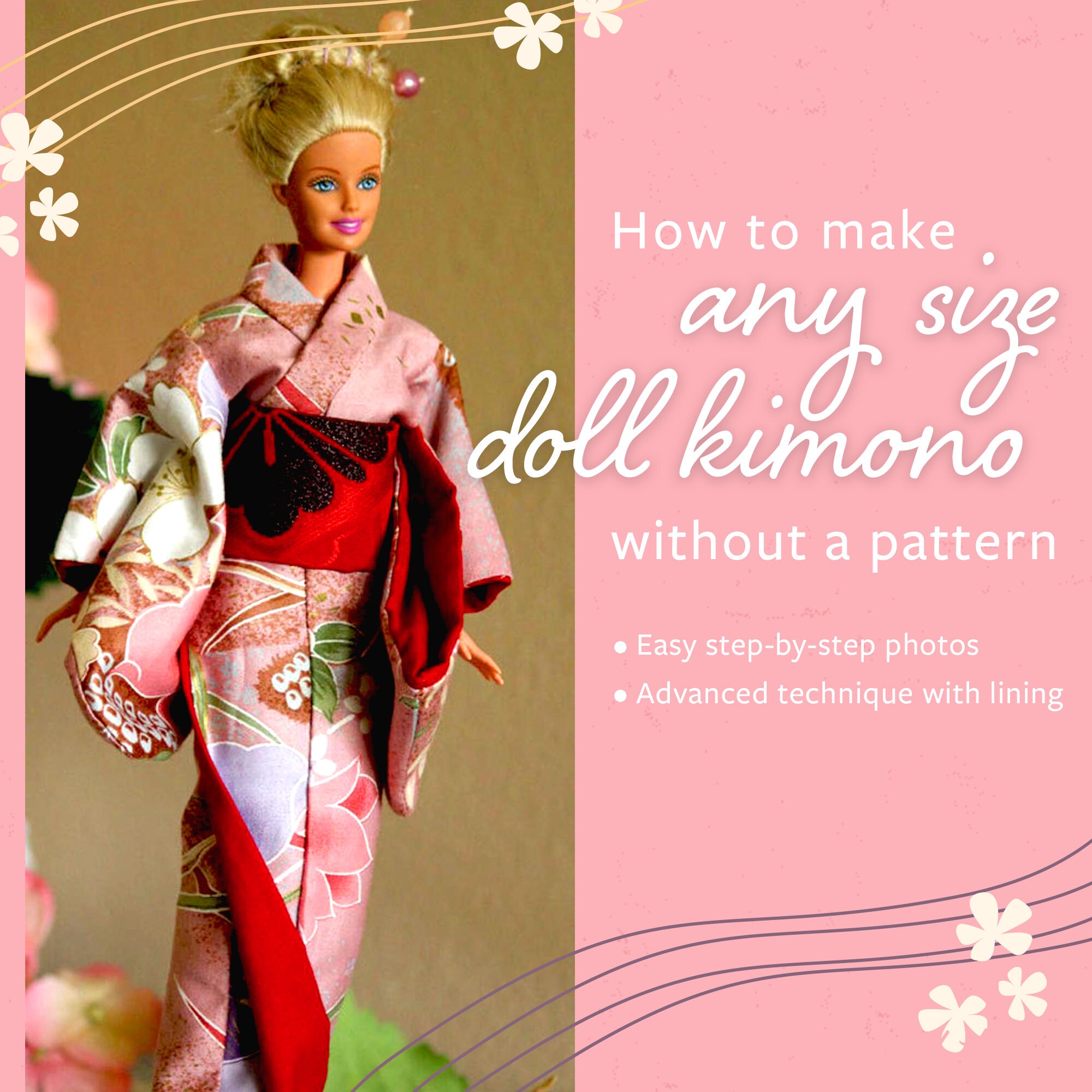 How to make any size DOLL KIMONO without a Pattern. ADVANCED Etsy
