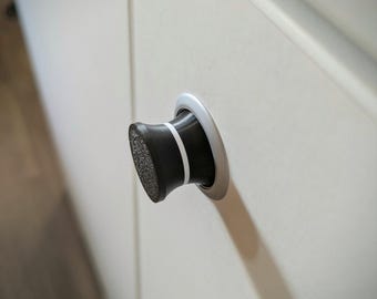 Reinforced Black M6 Push Lock Cabinet Door Button – White Indicator – Replacement Knob for Campervan, Motorhome, RV and Caravan