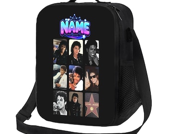 Bolsa de almuerzo personalizada con temática de música pop, lonchera isotérmica con nombre personalizado, bolsa de almuerzo retro con diseño de estrella de baile, regalo ideal para la escuela y los viajes de los amantes de la música.