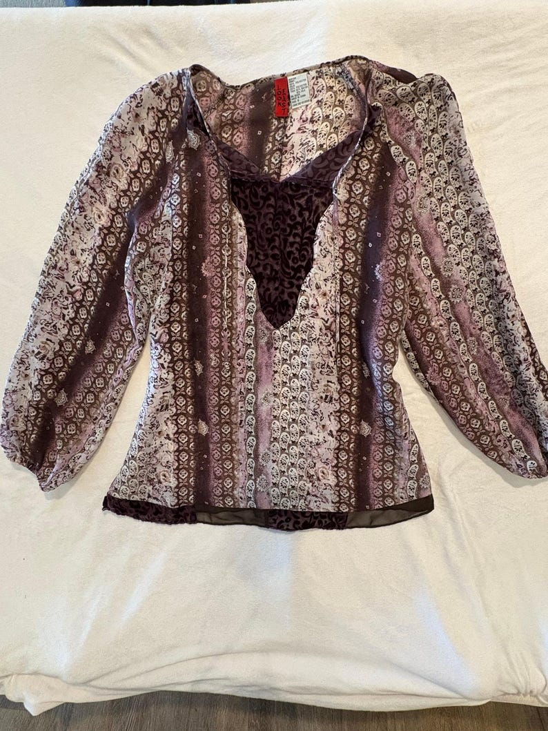 Boho Patchwork Sheer Flowy Patchwork Festival Blouse immagine 1