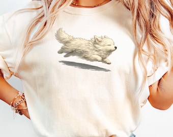 Running American Eskimo Dog Shirt, Dog Mama Gift, Comfort Color Tee