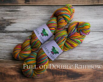 Full on Double Rainbow | READY TO SHIP | reskeined for easy winding | hand painted yarn | fingering weight yarn | merino-cashmere-nylon