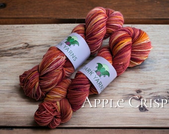 SECOND - READ DESCRIPTION | Apple Crisp | ready to ship | reskeined for easy winding | hand dyed yarn | fingering weight yarn