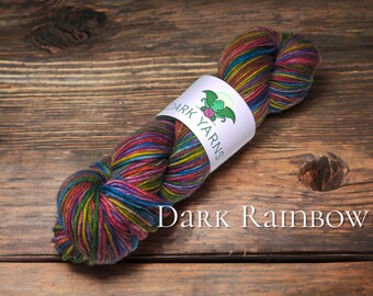 Dark Rainbow | READY to SHIP | reskeined for easy winding | hand dyed yarn | DK weight yarn
