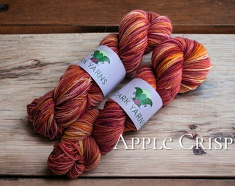 Apple Crisp | READY TO SHIP | reskeined for easy winding | hand dyed yarn | fingering weight yarn | sock yarn for knitters | speckled yarn