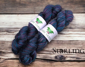 Starling | READY TO SHIP | reskeined for easy winding | hand dyed yarn | lace weight yarn